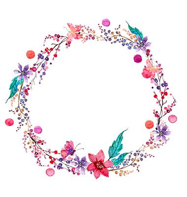 380x400 Watercolor Flower Wreath Background Vector