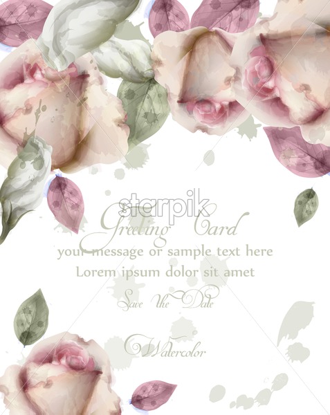 477x600 Greeting Card With Watercolor Flowers Background Vector