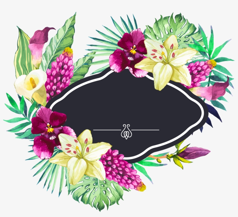 820x747 Watercolor Flower Border Png