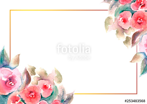 500x354 Watercolor Flower Vector Background Border Stock Photo