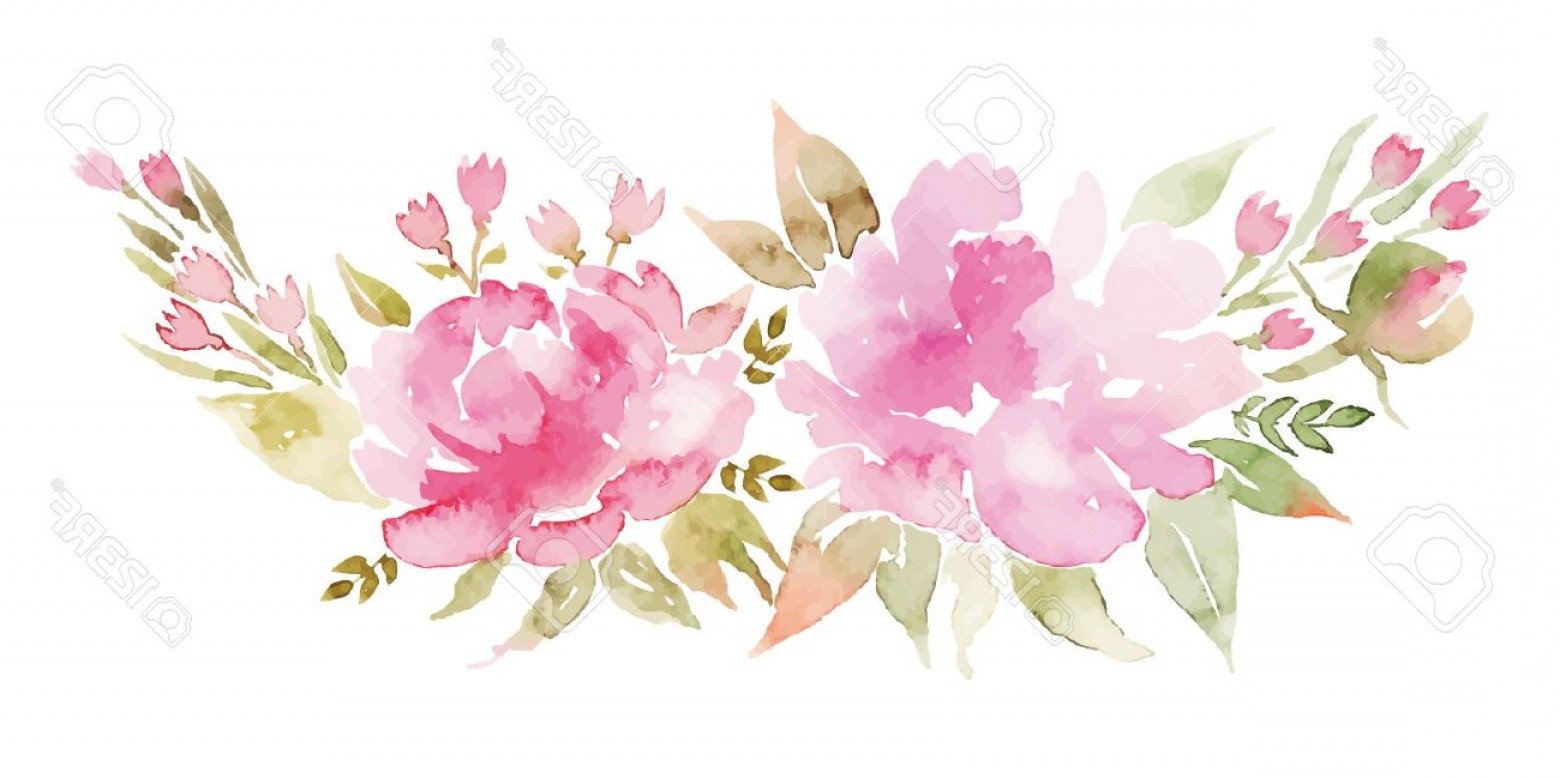 1560x778 Photostock Vector Watercolor Flowers Peonies Handmade Greeting