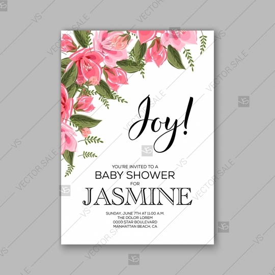 540x540 Baby Shower Floral Invitation With Hibiscus Flower And Tropical