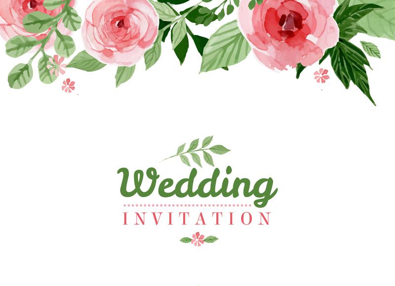 800x579 Watercolor Flower Wedding Invitation Poster Vector