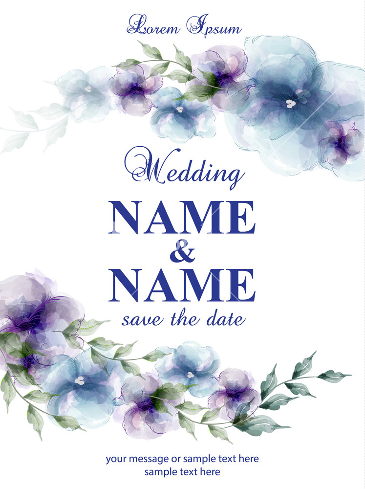 747x1000 Wedding Card With Watercolor Flowers Vector Illustration Royalty