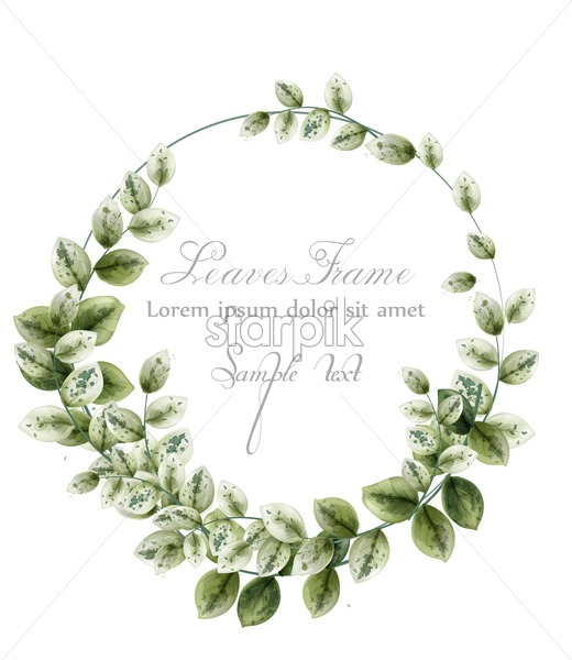 520x600 Happy Anniversary Wreath Card With Watercolor Green Leaves Vector