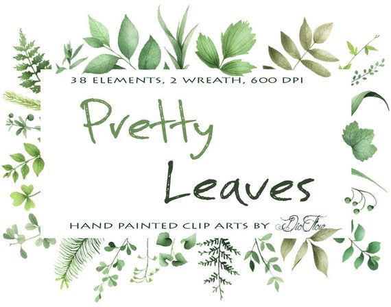 570x448 Greenery Clipart Leaf Leaves Woodland Vector Clip Art Green Etsy