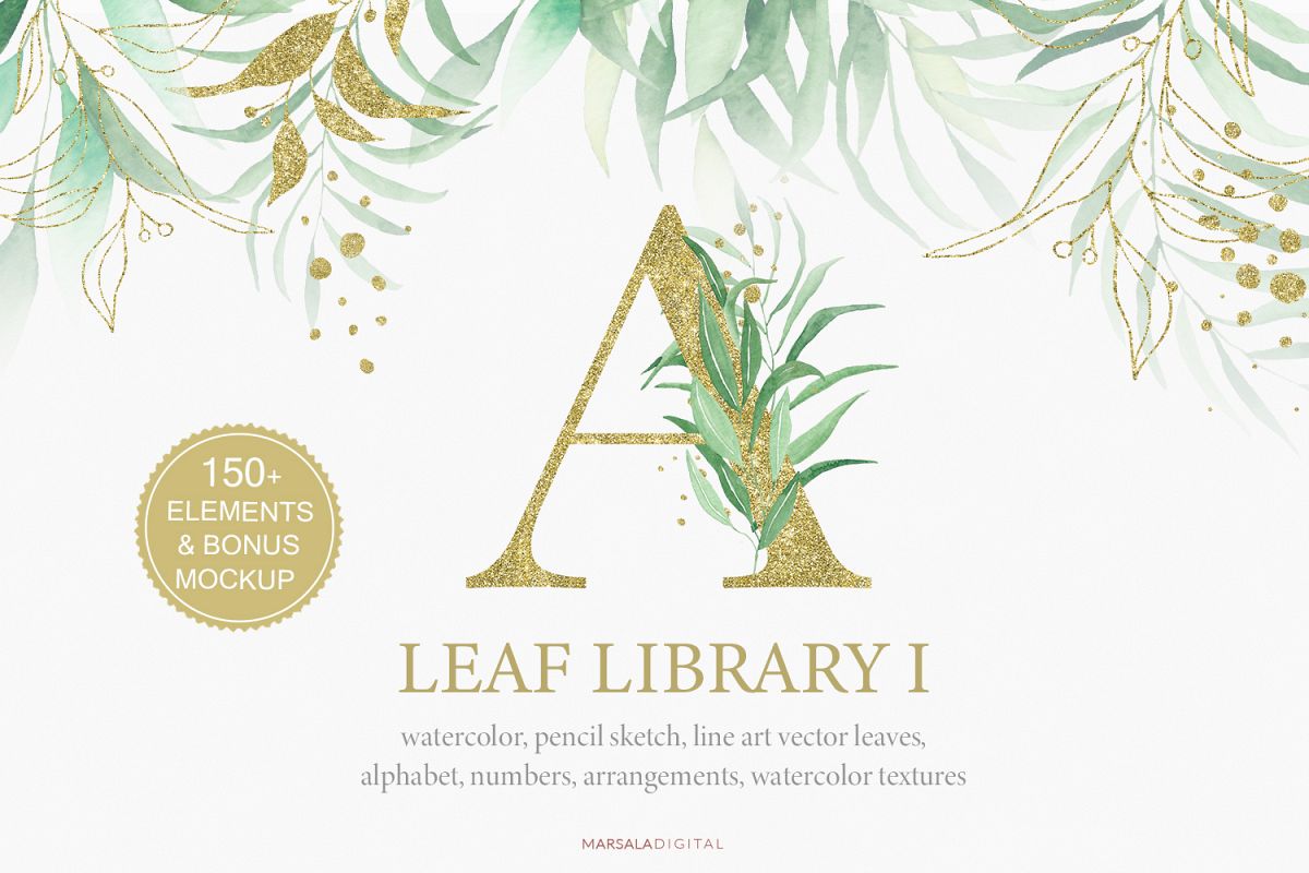 1200x800 Greenery Leaves Watercolor, Line Art, Vector, Pencil Sketch