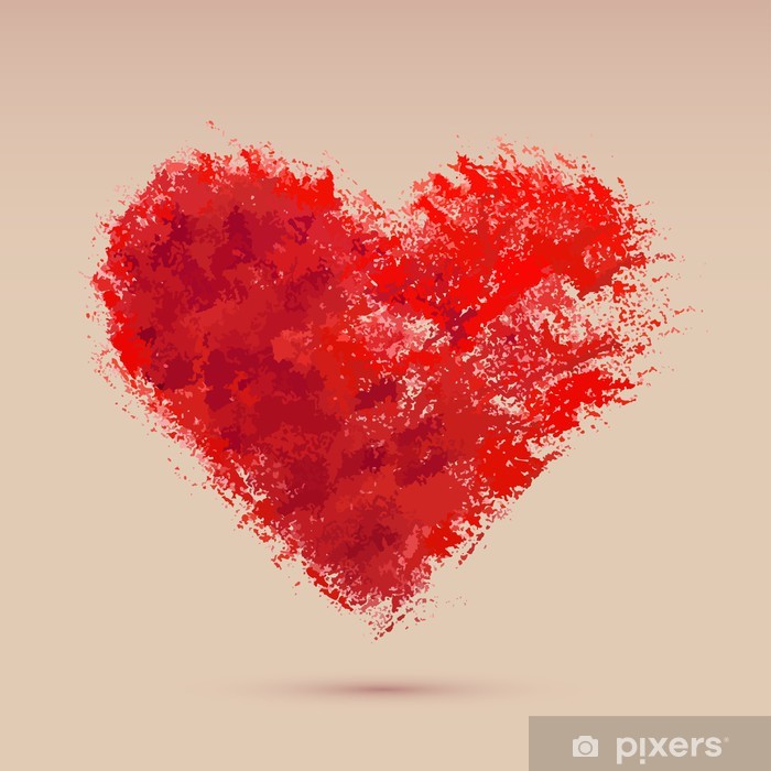 700x700 Watercolor Heart, Vector Illustration Wall Mural