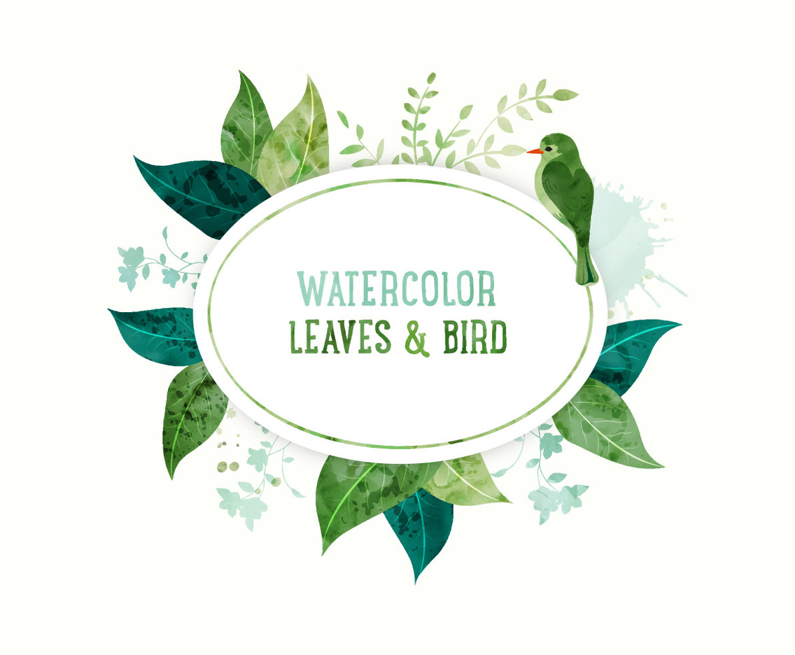 1136x936 Watercolor Leaves Banner Vector Art Graphics