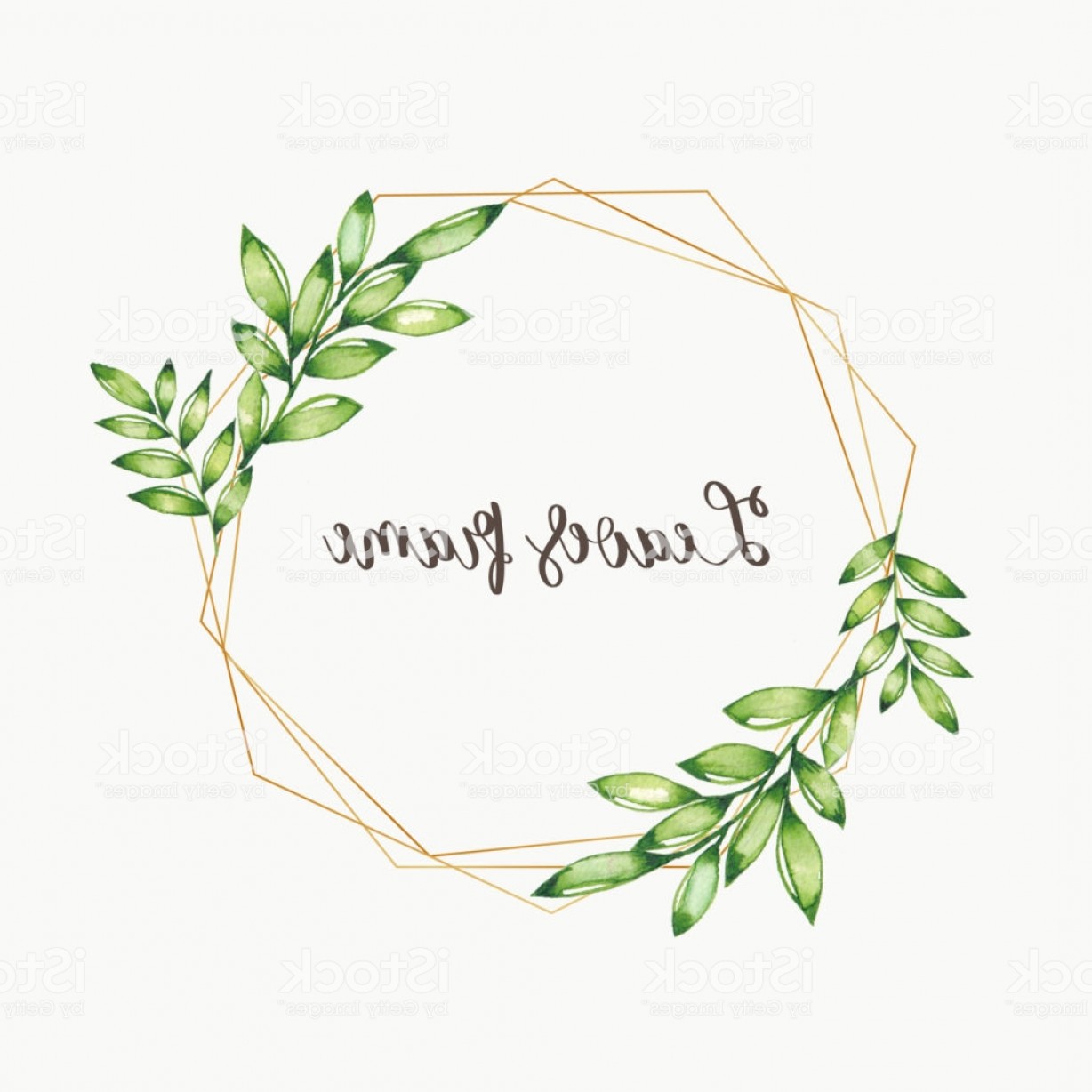 1228x1228 Watercolor Leaves Vintage Frame With Gold Border Gm Wallkeeper