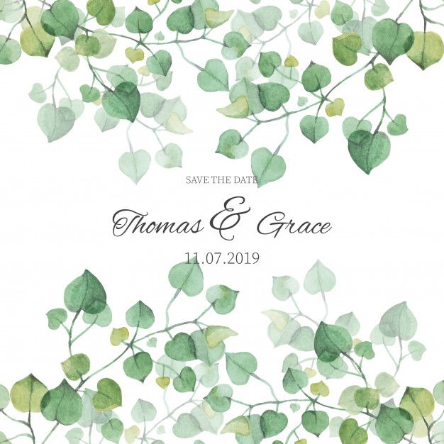 626x626 Wedding Invitation With Watercolor Leaves Download Thousands