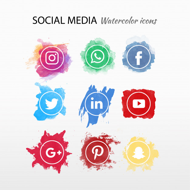 626x626 Social Media Logotype Collection Watercolor Free Vector