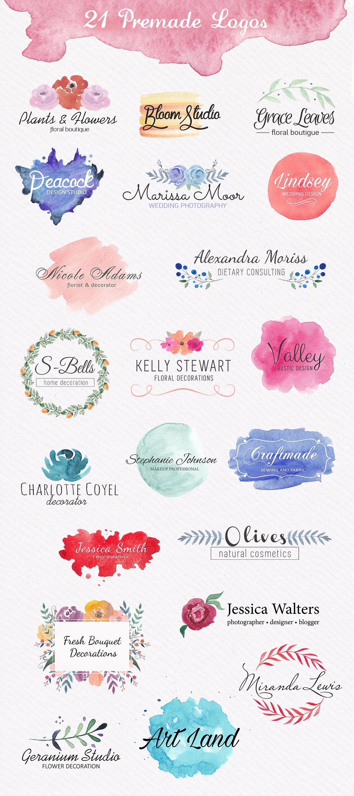 1160x2604 Watercolor Logo Bundle Diy
