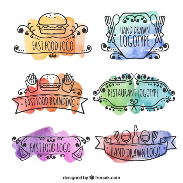 626x626 Watercolor Hand Drawn Restaurant Logos Free Vector Ld