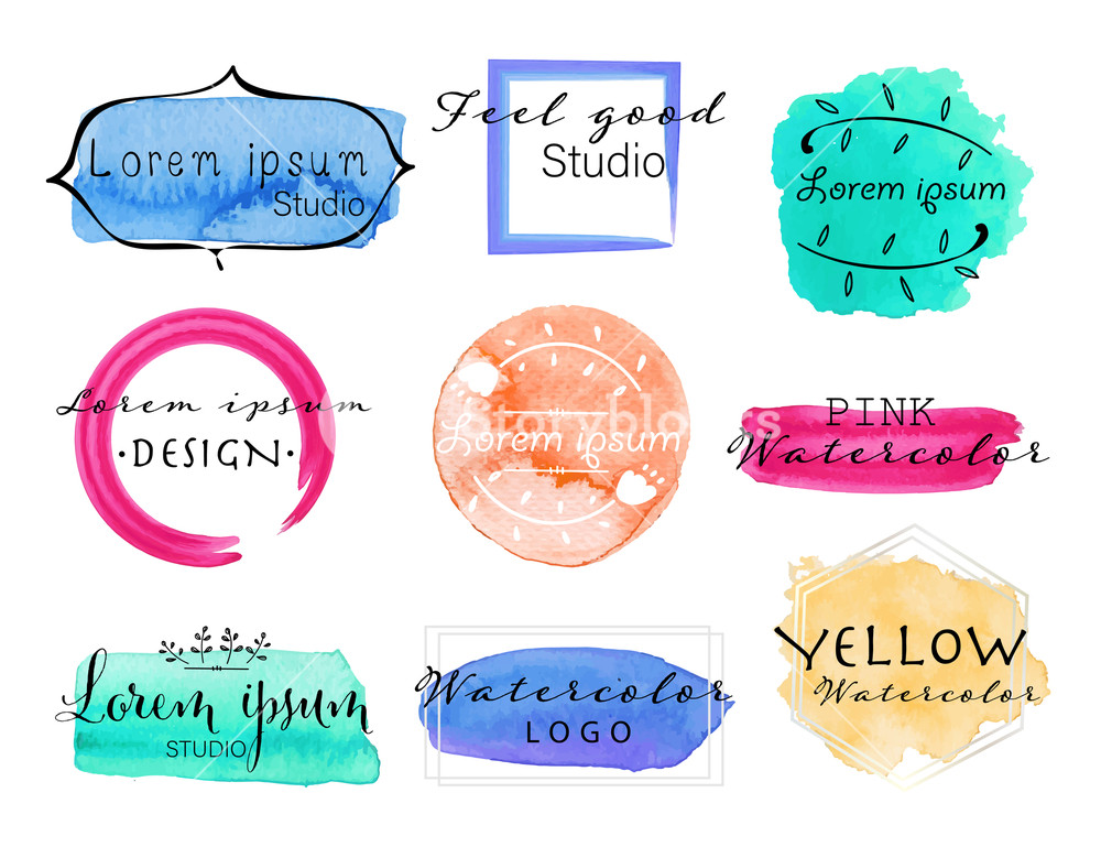 1000x769 Watercolor Logo Set, Feminine Logo Design Set, Colorful Vector