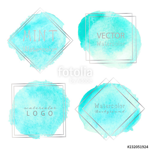 500x500 Mint Watercolor Background, Pastel Watercolor Logo, Vector