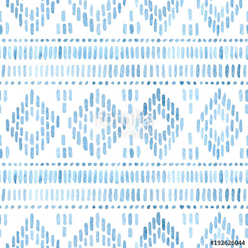 Seamless Watercolor Pattern Blue Geometric Elements On A White 500x500 Seamless Watercolor Pattern Blue Geometric Elements On A White