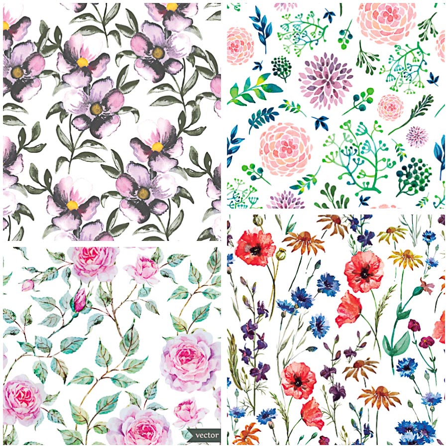 Watercolor Flower Pattern Vector Free Download 900x900 Watercolor Flower Pattern Vector Free Download