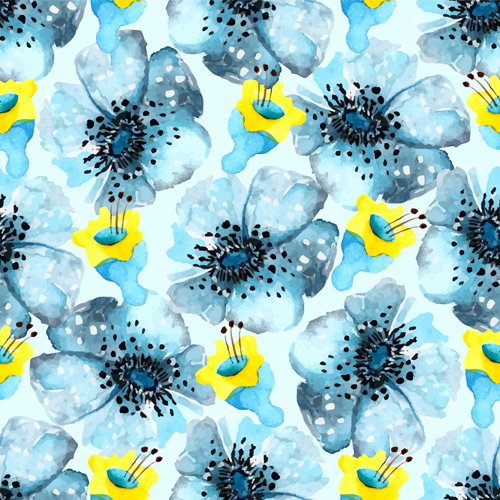 Blue Watercolor Flowers Pattern Seamless Vector Free Download 500x500 Blue Watercolor Flowers Pattern Seamless Vector Free Download