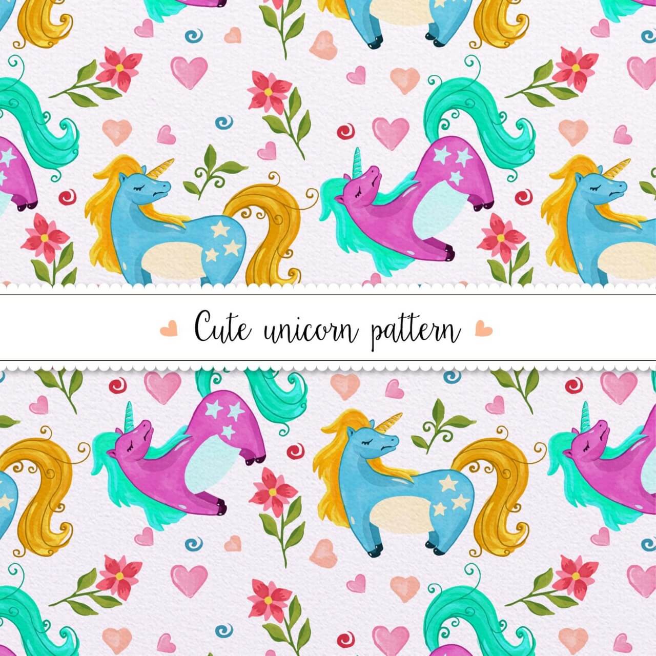 Free Vector Watercolor Unicorn Pattern 1280x1280 Free Vector Watercolor Unicorn Pattern