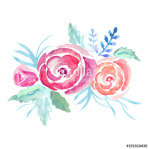 500x500 Watercolor Roses, Vector Bouquet Of Flowers, An Element
