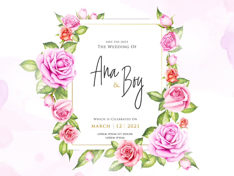 800x600 Wedding Invitation With Watercolor Flowers
