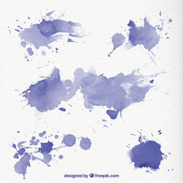 624x626 Blue Watercolor Splashes Vector Free Download