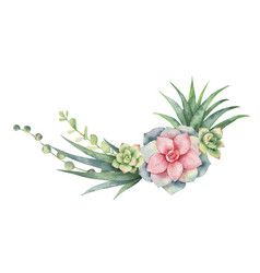 238x250 Watercolor Wreath Of Cacti And Succulent Vector Ikonki