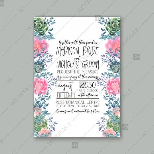 540x540 Wedding Invitation Vector Template Shrysanthemum, Peony