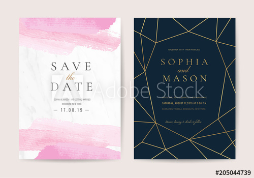500x350 Luxury Wedding Invitation Cards With Pink Watercolor Texture