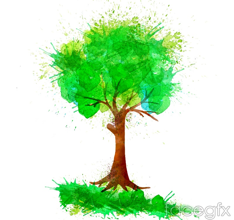 800x753 Green Watercolor Trees Vector Over Millions Vectors, Stock
