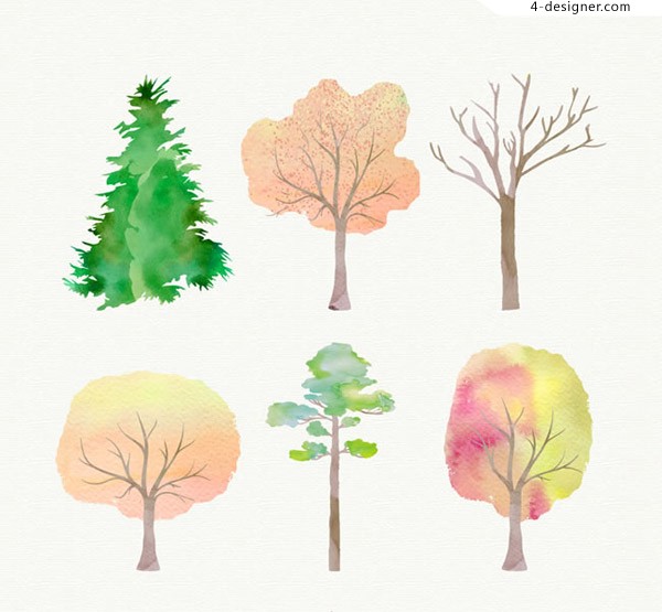 600x555 Designer Watercolor Tree Vector