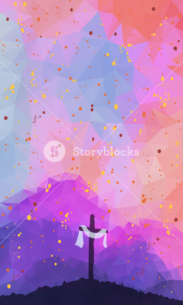 600x1000 Easter Scene With Cross Jesus Christ Watercolor Vector