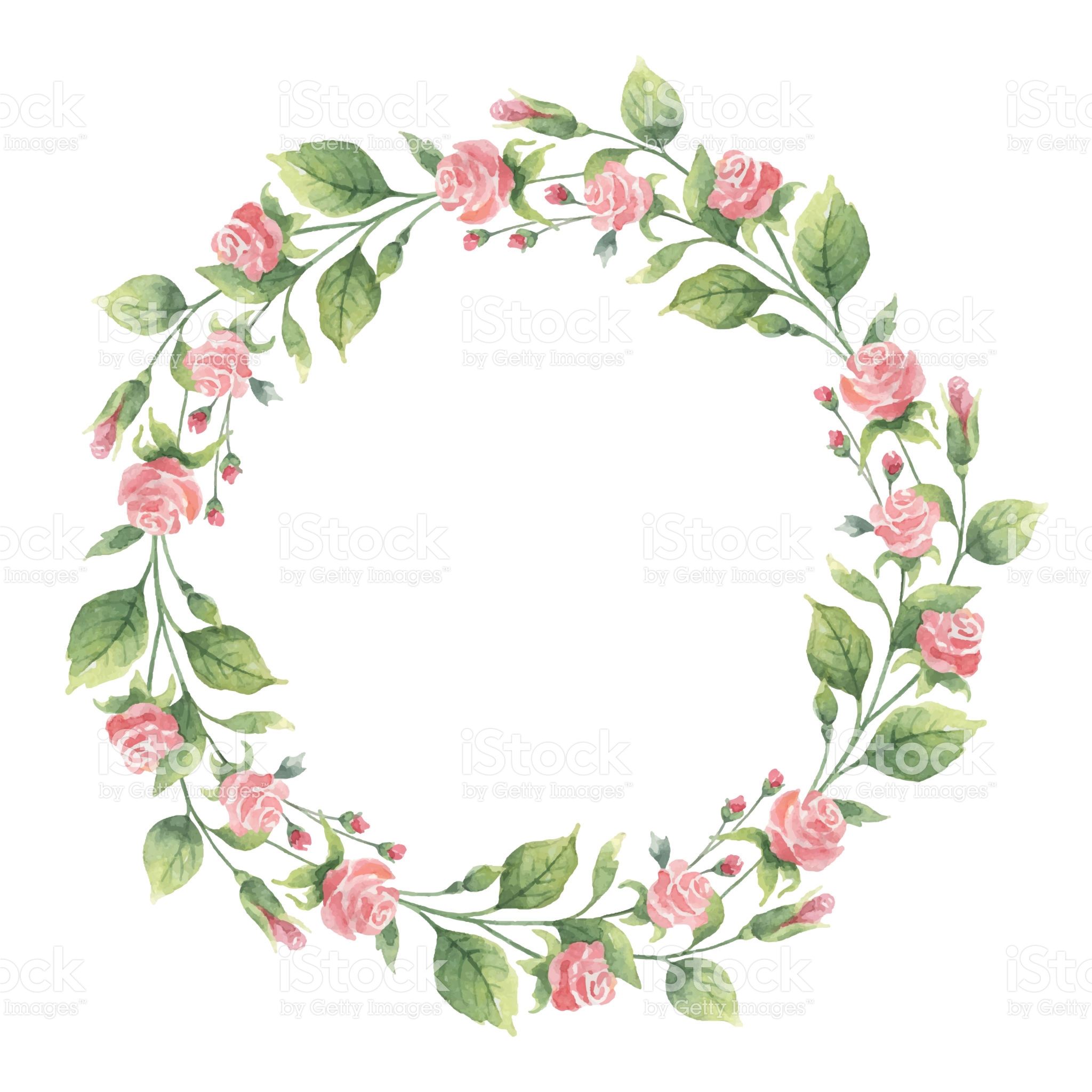2048x2048 Watercolor Hand Painted Vector Wreath Of Green Branches