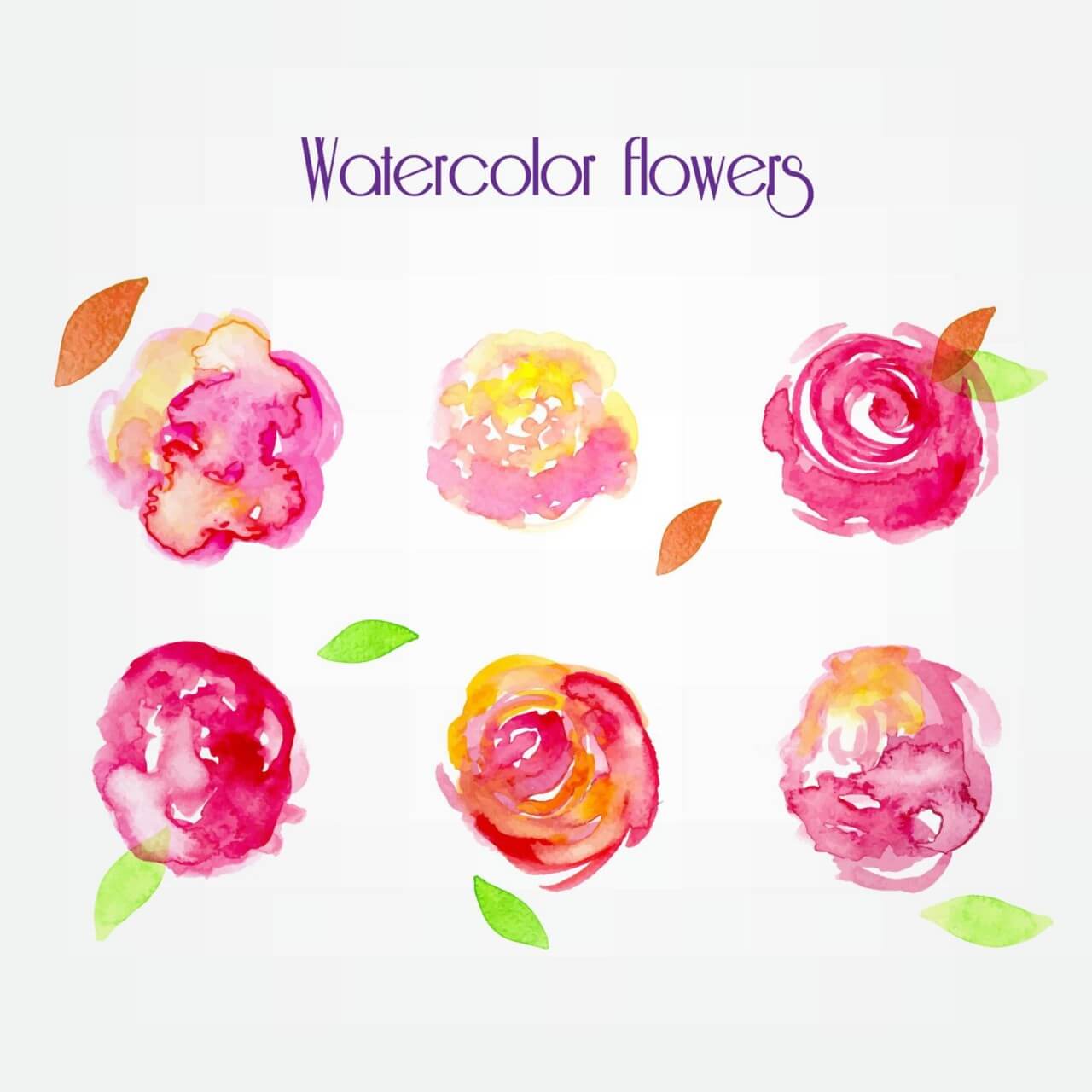 1280x1280 Free Vector Watercolor Vector Flowers
