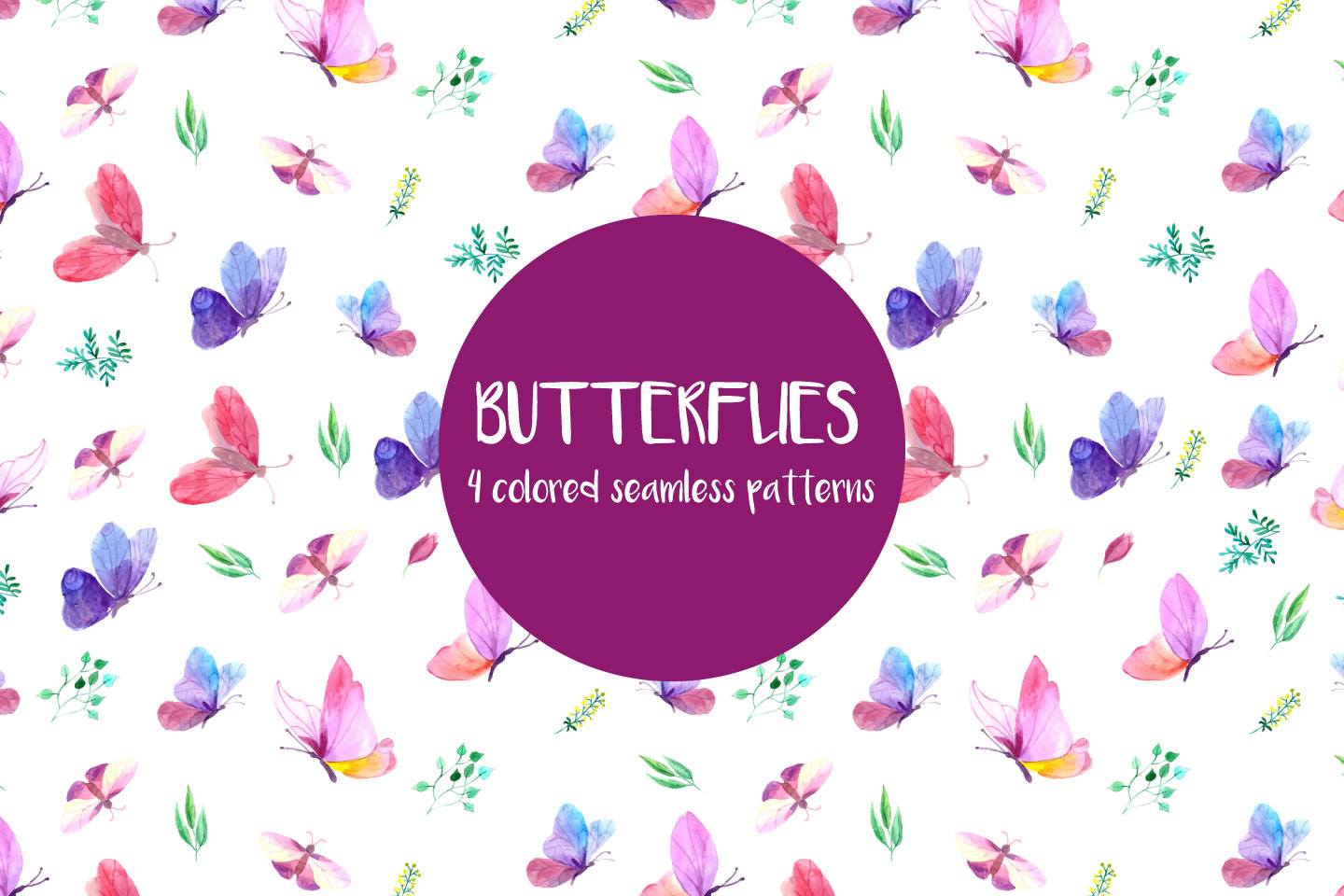 1440x960 Butterflies Watercolor Vector Free Pattern