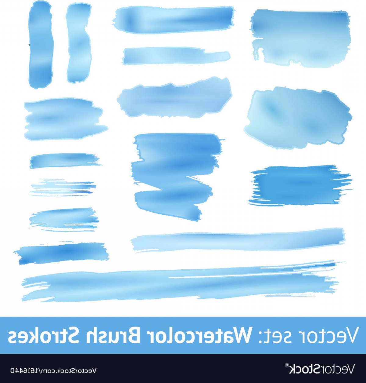 1200x1254 Set Of Blue Watercolor Brush Stroke Vector Soidergi