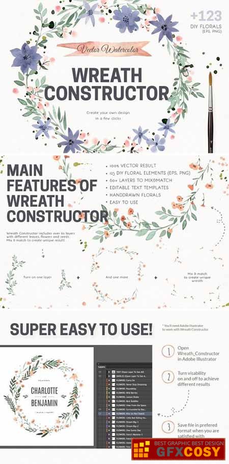 450x908 Watercolor Vector Wreath Constructor Free Download Photoshop