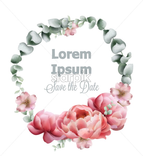 549x600 Peony Flowers Wreath Vector Watercolor Colorful Seasonal Decor