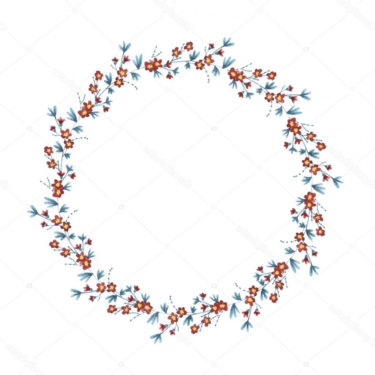 1228x1228 Stock Illustration Watercolor Floral Wreath Vector Studiogrfx