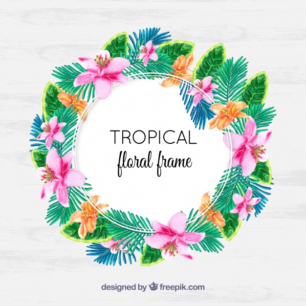 626x626 Tropical Watercolor Wreath Vector Free Download