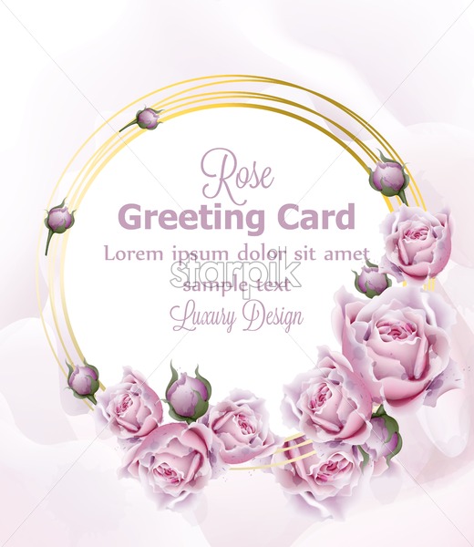 520x600 Watercolor Rose Flowers Wreath Vector Vintage Greeting Delicate
