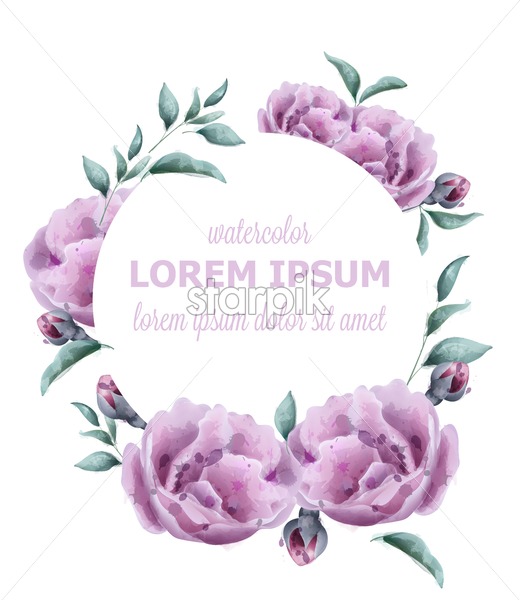 520x600 Wedding Invitation Rose Watercolor Wreath Vector Beautiful