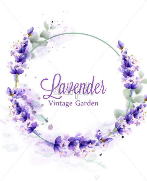 486x600 Lavender Watercolor Wreath Vector Delicate Floral Bouquet Frame