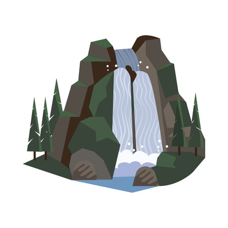 Rocks With Waterfall Vector Illustration Cliff, Scenery, National 450x450 Rocks With Waterfall Vector Illustration Cliff, Scenery, National