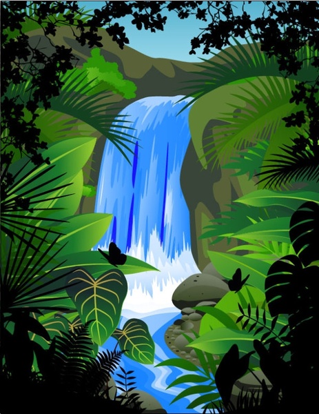 Vector Waterfalls Free Vector Download 463x600 Vector Waterfalls Free Vector Download