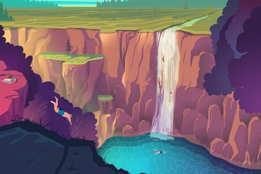 Waterfall Vector Illustration 1024x682 Waterfall Vector Illustration