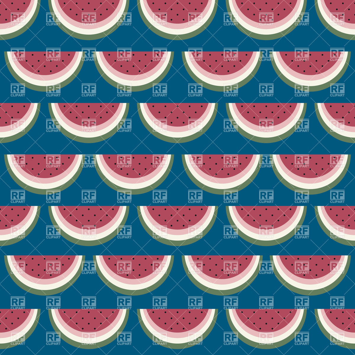 1200x1200 Retro Styled Seamless Pattern With Watermelon Slices Vector Image
