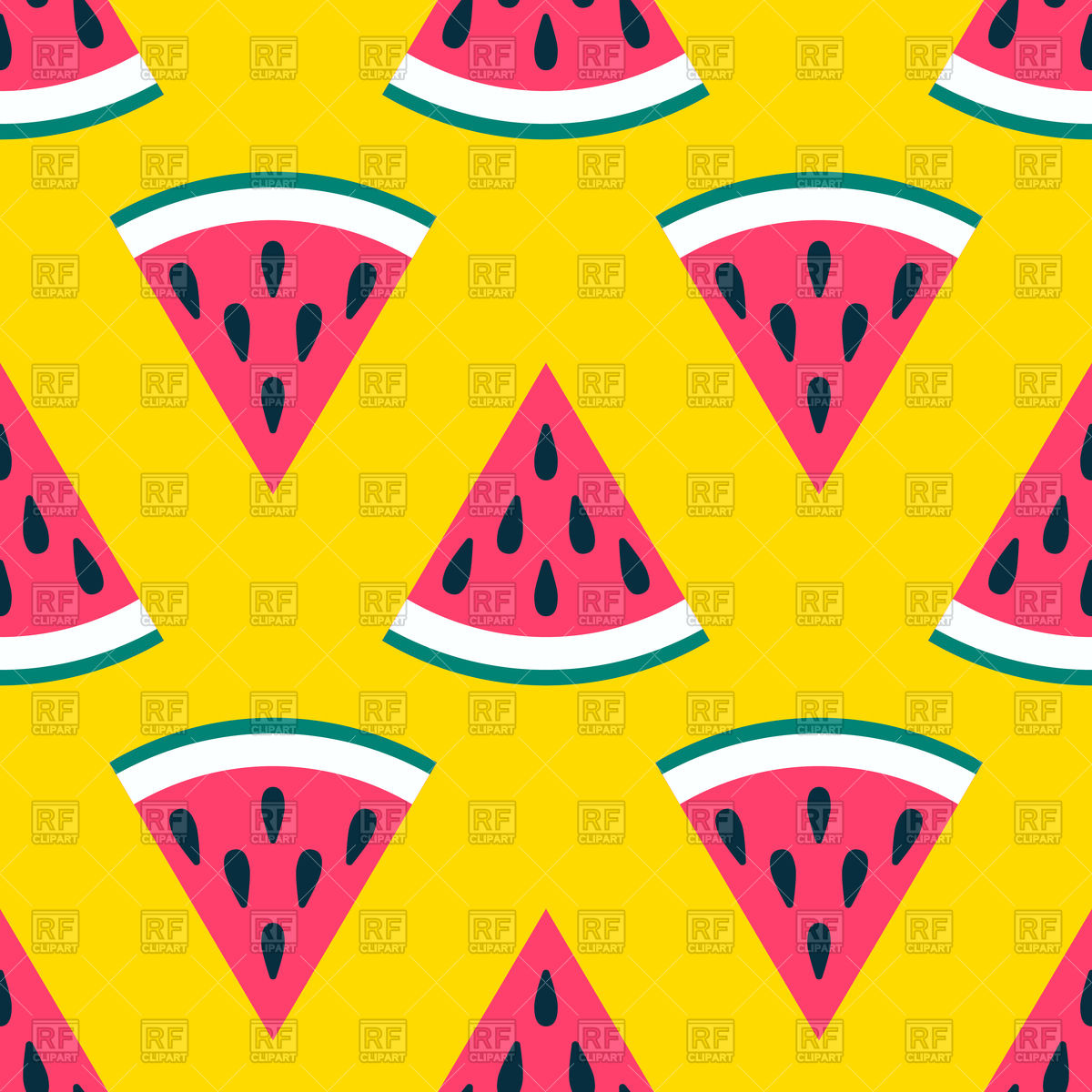 1200x1200 Seamless Watermelon Pattern On Yellow Background Vector Image