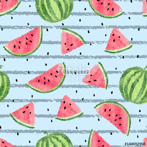 500x500 Seamless Watermelon Pattern Vector Striped Summer Background